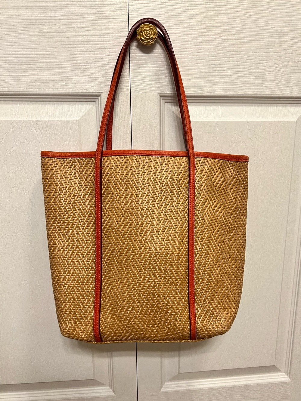 MZ Wallace Straw Tote Bag with Orange Trim